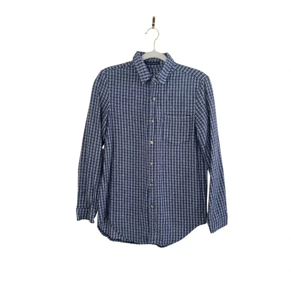 Brandy Melville Plaid Button Up Shirt Womens Blue White Long Sleeve Classic Fit - Picture 6 of 6